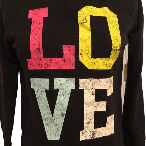 Old Navy Girls Black Hoodie LOVE Graphic L (10-12) - Picture 2 of 5